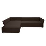 Ecksofa Wings Casual (mit Schlaffunktion) - Webstoff - Braun - Longchair davorstehend links - 7 Kissen