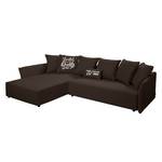 Ecksofa Wings Casual (mit Schlaffunktion) - Webstoff - Braun - Longchair davorstehend links - 7 Kissen