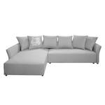 Ecksofa Wings Casual (mit Schlaffunktion) - Webstoff - Lichtgrau - Longchair davorstehend links - 6 Kissen