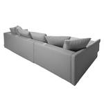 Ecksofa Wings Casual (mit Schlaffunktion) - Webstoff - Lichtgrau - Longchair davorstehend links - 6 Kissen