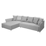 Ecksofa Wings Casual (mit Schlaffunktion) - Webstoff - Lichtgrau - Longchair davorstehend links - 6 Kissen