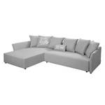 Ecksofa Wings Casual (mit Schlaffunktion) - Webstoff - Lichtgrau - Longchair davorstehend links - 7 Kissen