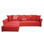 Hoekbank Wings Casual structuurstof - Rood - Longchair vooraanzicht links - 7 kussens