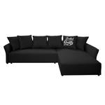 Ecksofa Wings Casual (mit Schlaffunktion) - Webstoff - Anthrazit - Longchair davorstehend rechts - 6 Kissen