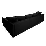 Ecksofa Wings Casual (mit Schlaffunktion) - Webstoff - Anthrazit - Longchair davorstehend rechts - 6 Kissen