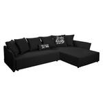 Ecksofa Wings Casual (mit Schlaffunktion) - Webstoff - Anthrazit - Longchair davorstehend rechts - 7 Kissen