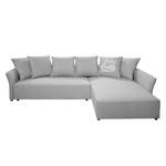 Ecksofa Wings Casual (mit Schlaffunktion) - Webstoff - Lichtgrau - Longchair davorstehend rechts - 6 Kissen