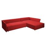 Hoekbank Wings Casual structuurstof - Rood - Longchair vooraanzicht rechts - 7 kussens