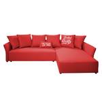 Hoekbank Wings Casual structuurstof - Rood - Longchair vooraanzicht rechts - 7 kussens