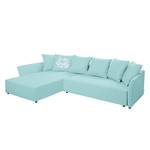 Ecksofa Wings Casual (mit Schlaffunktion) - Webstoff - Himmelblau - Longchair davorstehend links - 6 Kissen