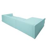 Ecksofa Wings Casual (mit Schlaffunktion) - Webstoff - Himmelblau - Longchair davorstehend links - 7 Kissen