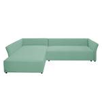 Ecksofa Wings Casual (mit Schlaffunktion) - Webstoff - Mint - Longchair davorstehend links - 6 Kissen