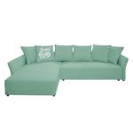 Ecksofa Wings Casual (mit Schlaffunktion) - Webstoff - Mint - Longchair davorstehend links - 6 Kissen