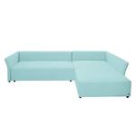 Ecksofa Wings Casual (mit Schlaffunktion) - Webstoff - Himmelblau - Longchair davorstehend rechts - 7 Kissen