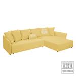 Ecksofa Wings Casual (mit Schlaffunktion) - Webstoff - Maisgelb - Longchair davorstehend rechts - 7 Kissen