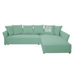 Ecksofa Wings Casual (mit Schlaffunktion) - Webstoff - Mint - Longchair davorstehend rechts - 6 Kissen