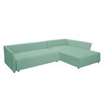 Ecksofa Wings Casual (mit Schlaffunktion) - Webstoff - Mint - Longchair davorstehend rechts - 6 Kissen