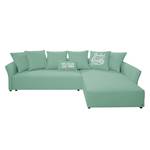 Ecksofa Wings Casual (mit Schlaffunktion) - Webstoff - Mint - Longchair davorstehend rechts - 7 Kissen