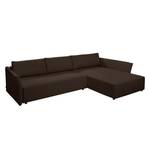 Ecksofa Wings Style (mit Schlaffunktion) - Webstoff - Braun - Longchair davorstehend rechts - Ohne Kissen