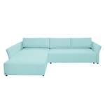 Ecksofa Wings Style (mit Schlaffunktion) - Webstoff - Himmelblau - Longchair davorstehend links - Ohne Kissen