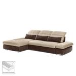 Ecksofa Wonder Microfaser / Webstoff Braun / Cappuccino - Ottomane davorstehend links