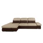 Ecksofa Wonder Microfaser / Webstoff Braun / Cappuccino - Ottomane davorstehend links