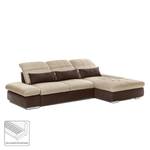 Ecksofa Wonder Microfaser / Webstoff Braun / Cappuccino - Ottomane davorstehend rechts