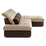 Ecksofa Wonder Microfaser / Webstoff Braun / Cappuccino - Ottomane davorstehend rechts