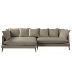 Ecksofa XL Lavina Webstoff Stoff Moretey: Cappuccino - Ottomane davorstehend links