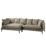 Ecksofa XL Lavina Webstoff Stoff Moretey: Cappuccino - Ottomane davorstehend links