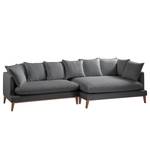 Ecksofa XL Lavina Webstoff Stoff Moretey: Grau - Ottomane davorstehend rechts