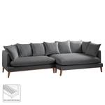 Ecksofa XL Lavina Webstoff Stoff Moretey: Grau - Ottomane davorstehend rechts