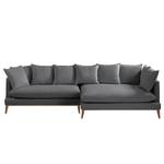 Ecksofa XL Lavina Webstoff Stoff Moretey: Grau - Ottomane davorstehend rechts