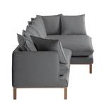 Ecksofa XL Lavina Webstoff Stoff Moretey: Grau - Ottomane davorstehend rechts