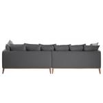 Ecksofa XL Lavina Webstoff Stoff Moretey: Grau - Ottomane davorstehend rechts