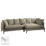 Ecksofa XL Lavina Webstoff Stoff Moretey: Cappuccino - Ottomane davorstehend rechts