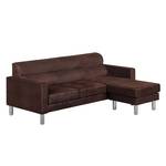 Ecksofa Zambia Antiklederoptik Mocca Longchair beidseitig montierbar