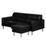 Ecksofa Zambia Kunstleder Schwarz - Longchair beidseitig montierbar