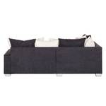 Ecksofa Venus Microfaser Schwarz Ottomane davorstehend links Mit Hocker