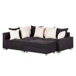 Ecksofa Venus Microfaser - Schwarz - Ottomane davorstehend links - Microfaser Schwarz - Ottomane davorstehend links - Mit Hocker