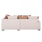 Ecksofa Venus Microfaser Beige - Ottomane davorstehend rechts - Mit Hocker