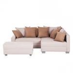 Hoekbank Sagres (met hocker) microvezel beige - longchair vooraanzicht rechts