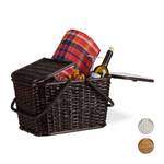 Picknickkorb mit Deckel Braun - Rattan - Textil - 45 x 27 x 34 cm