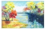 Tableau peint à la main Last Summer Days Bois massif - Textile - 90 x 60 x 4 cm