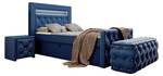 Set Boxspringbett Hocker Nachttisch Lizz Blau