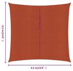 Voile solaire 3006391-6 Brun rouge - 450 x 450 cm