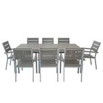 Eetgroep Kudo II (9-delige set) polywood/aluminium - grijs