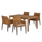 Essgruppe Teak Line Linaria I (5-teilig) Teakholz/Polyrattan Strohgelb