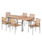 Set di 2 sedie da giardino TEAKLINE Legno di teak massello / Acciaio inox - Teak / Argento