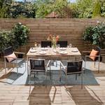 Table et chaises de jardin TEAKLINE 7D Teck massif / Textile - Noir